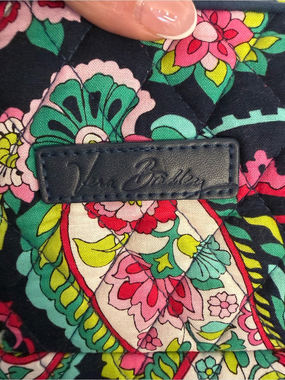 Vera Bradley Navy Paisley Travel Tote with Pink & Green Accents - Picture 5 of 12